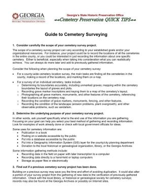 Guide to Cemetery Surveying