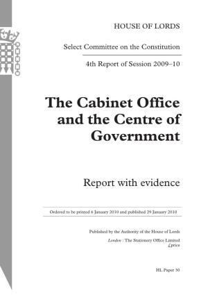 The Cabinet Office and the Centre of Government