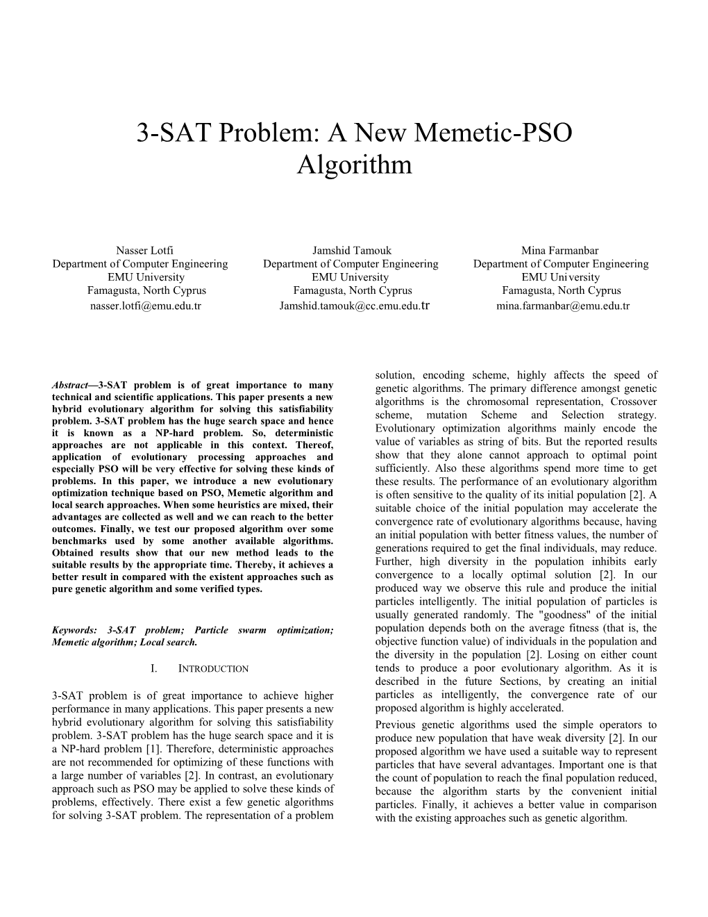 3-SAT Problem: a New Memetic-PSO Algorithm