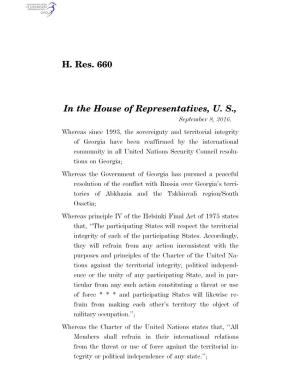 H. Res. 660 in the House of Representatives, U