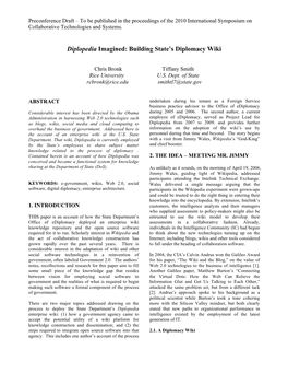 Diplopedia Imagined: Building State's Diplomacy Wiki