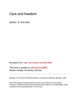 Care and Freedom