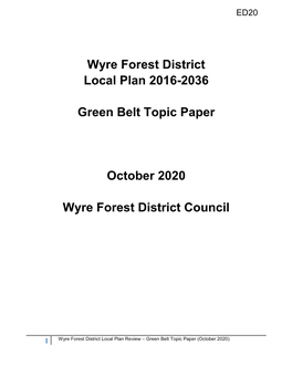 WFDC Green Belt Topic Paper