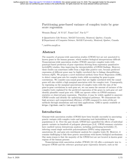 Partitioning Gene-Based Variance of Complex Traits by Gene Score Regression