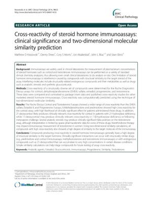 Cross-Reactivity of Steroid Hormone Immunoassays