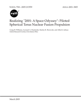 A Space Odyssey": Piloted Spherical Torus Nuclear Fusion Propulsion"