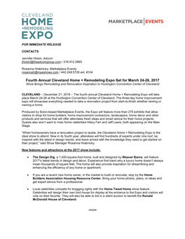 2017 Cleveland Home + Remodeling Expo Press Release