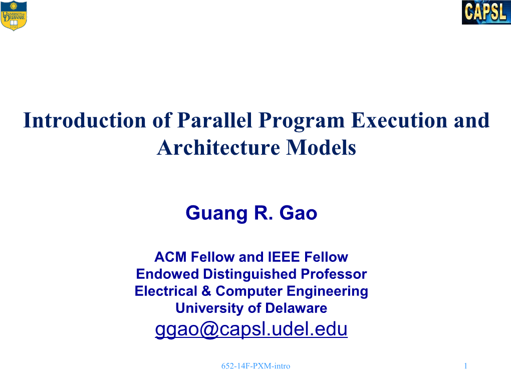 Introduction of Parallel Program Execution and Architecture Models