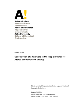 Construction of a Hardware-In-The-Loop Simulator for Azipod Control System Testing