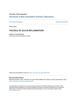 The Role of Gli3 in Inflammation