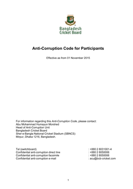 Anti-Corruption Code for Participants