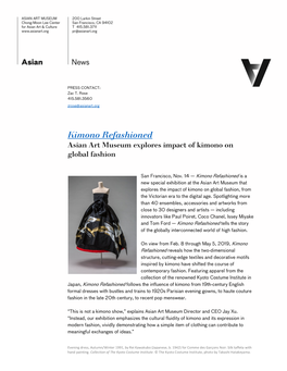 Kimono Refashioned Asian Art Museum Explores Impact of Kimono on Global Fashion