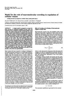 Cellular Volume (Swelling-Activated Ion Transporters/Exduded Volume/Scaled Particle Theory) ALLEN P
