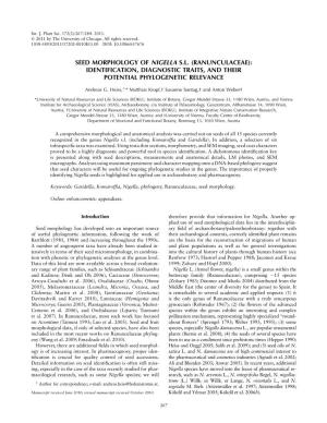 Nigella&lt;/Italic&gt; Sl (Ranunculaceae): Identification, Diagnostic Traits, And
