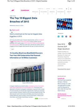The Top 10 Biggest Data Breaches of 2015 | Digital Guardian Page 1 of 8