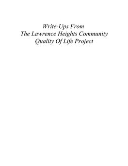 Lawrence Heights Quality of Life Project Write-Ups Findings from Community Members