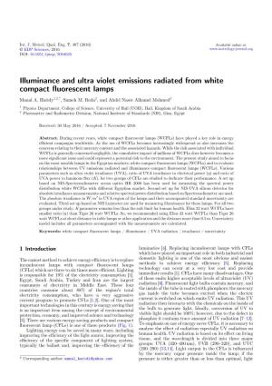 Illuminance and Ultra Violet Emissions Radiated from White Compact ﬂuorescent Lamps