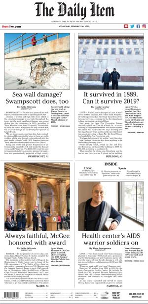 Sea Wall Damage? Swampscott Does, Too Always Faithful, Mcgee Honored