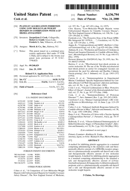 United States Patent (19) 11 Patent Number: 6,136,794 Cook Et Al
