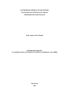 Universidade Federal De Juiz De Fora Faculdade De Comunicação Social Mestrado Em Comunicação