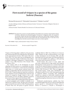 First Record of Vivipary in a Species of the Genus Sesleria (Poaceae)