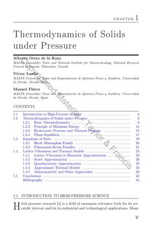 Thermodynamics of Solids Under Pressure