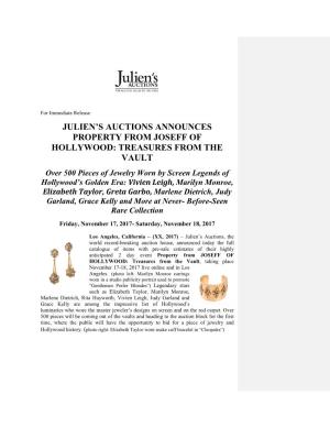 Julien's Auctions Announces Property from Joseff Of