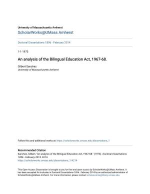 An Analysis of the Bilingual Education Act, 1967-68