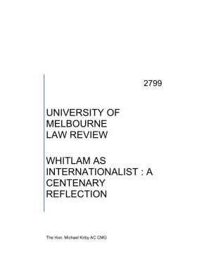 Whitlam As Internationalist : a Centenary Reflection