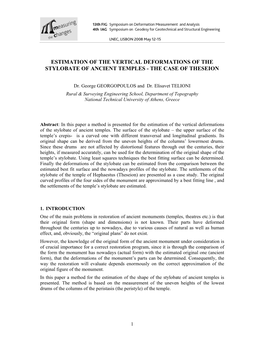 Paper a Method Is Presented for the Estimation of the Vertical Deformations of the Stylobate of Ancient Temples