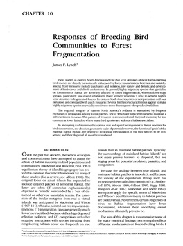 Responses of Breeding Bird Communities to Forest Fragmentation