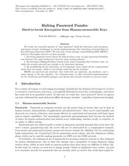 Halting Password Puzzles Hard-To-Break Encryption from Human-Memorable Keys