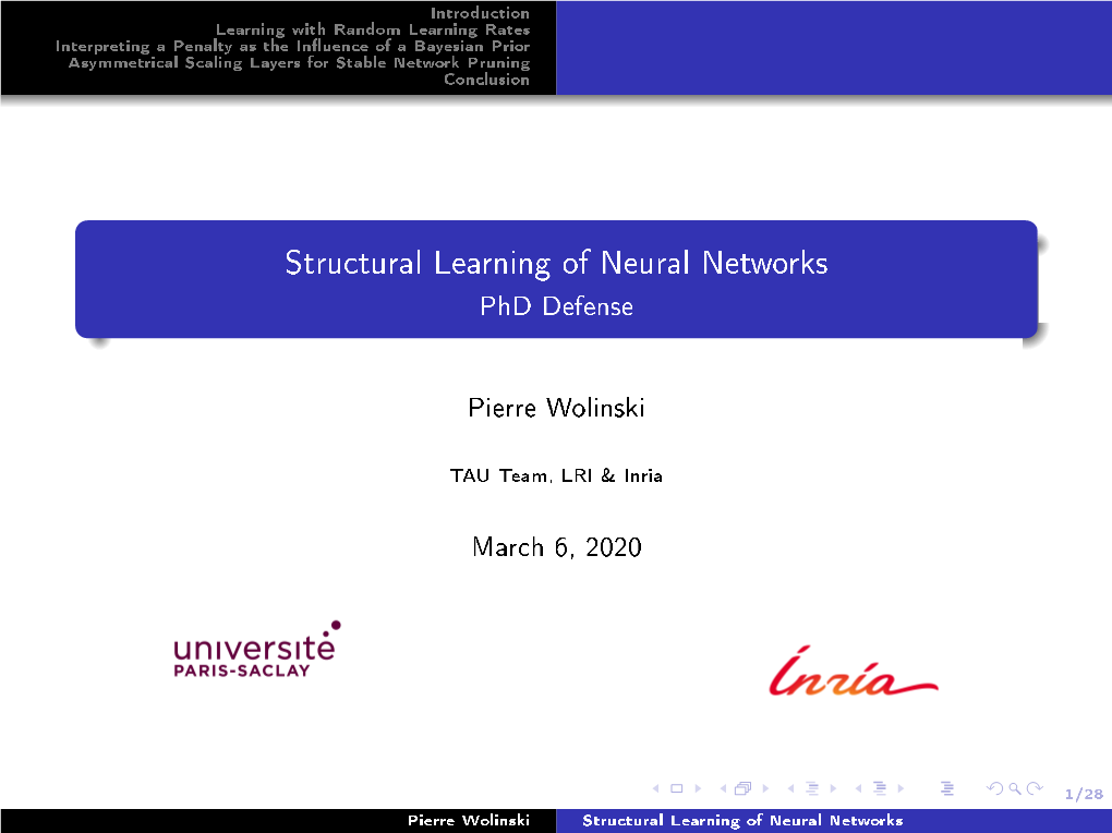 Structural Learning of Neural Networks Phd Defense