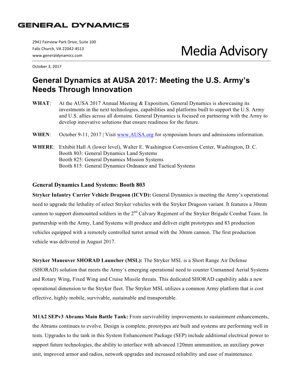 Media Advisory