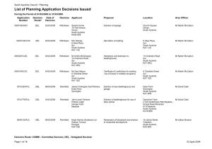 List of Planning Application Decisions Issued