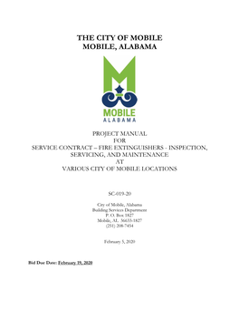 Project Manual for Service Contract – Fire Extinguishers - Inspection, Servicing, and Maintenance at Various City of Mobile Locations