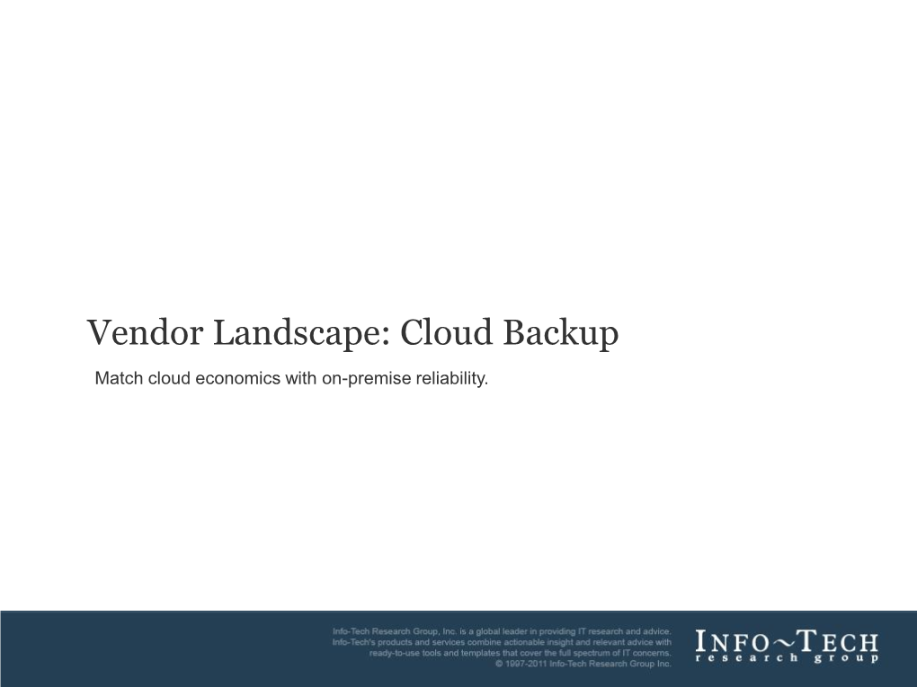 Vendor Landscape: Cloud Backup