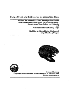 Fanno Creek and Tributaries Conservation Plan