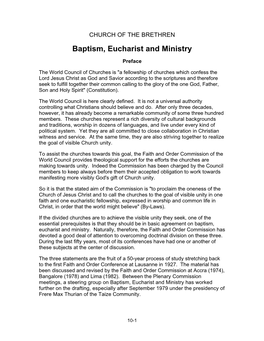 Statement, Baptism, Eucharist and Ministry