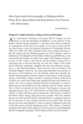 Once Again About the Iconography of Bulgarian Rulers Prince Boris (Knyaz Boris) and King Simeon (Tsar Simeon) —9Th–10Th Century