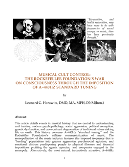 The Rockefeller Foundation's War on Consciousness Through the Imposition of A=440Hz Standard Tuning