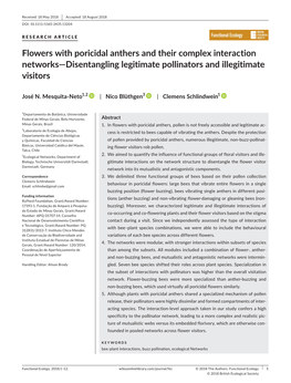 Flowers with Poricidal Anthers and Their Complex Interaction Networks&