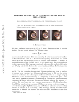 Arxiv:1903.11830V1 [Math.DG] 28 Mar 2019 of Constant Mean Curvature in a 3-Dimensional Space Form