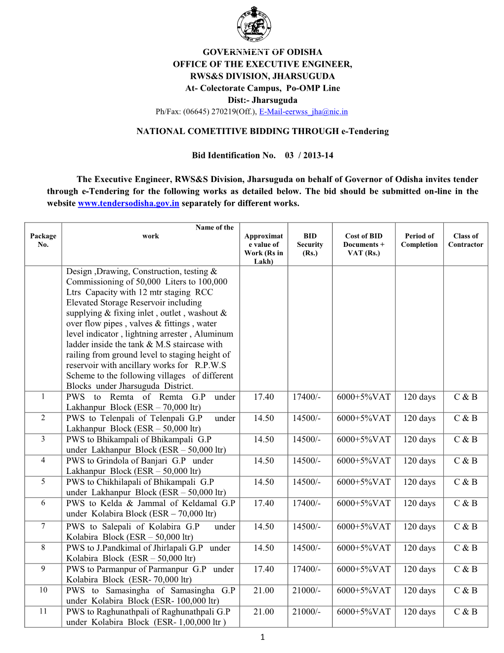 1 Government of Odisha Office of the Executive