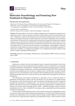 Molecular Neurobiology and Promising New Treatment in Depression