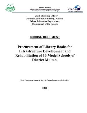 Procurement of Library Books for Infrastructure Development and Rehabilitation of 10 Model Schools of District Multan