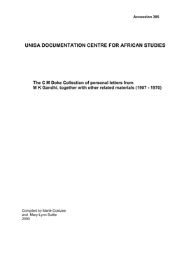 Unisa Documentation Centre for African Studies