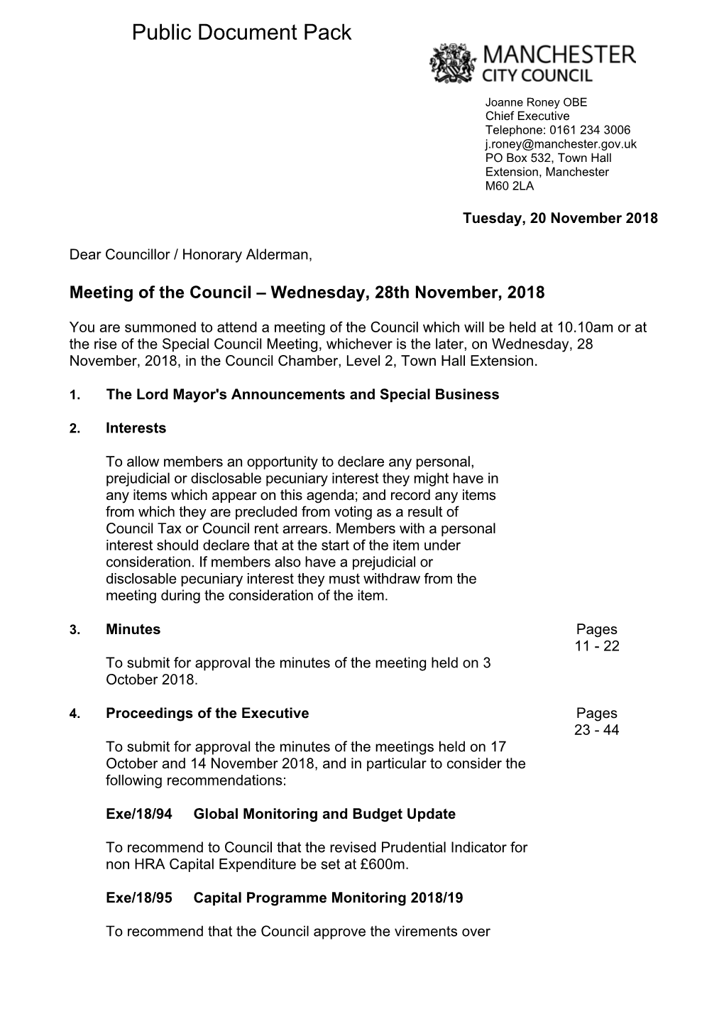 (Public Pack)Agenda Document for Council, 28/11/2018 10:10