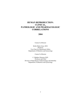 Clinical, Pathologic and Pharmacologic Correlations 2004