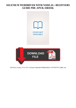 Read Book Selenium Webdriver with Node.Js : Beginners Guide Ebook